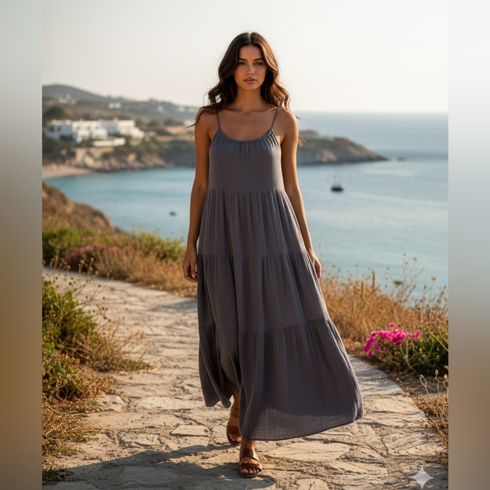 Zara Elegant Gray Maxi Dress